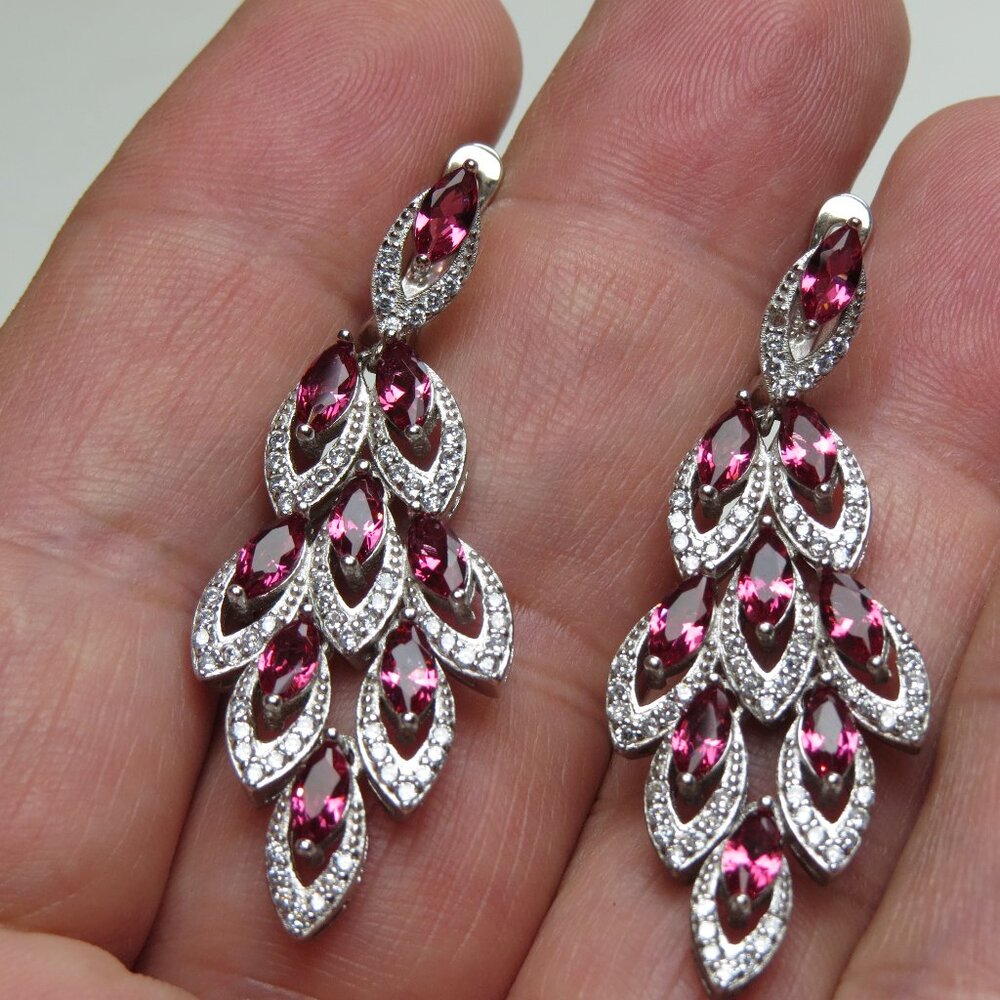 *Sterling Silver Diamond Ruby Earring - image 1